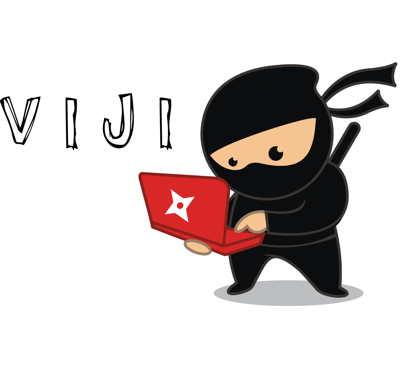 ninja holding a laptop